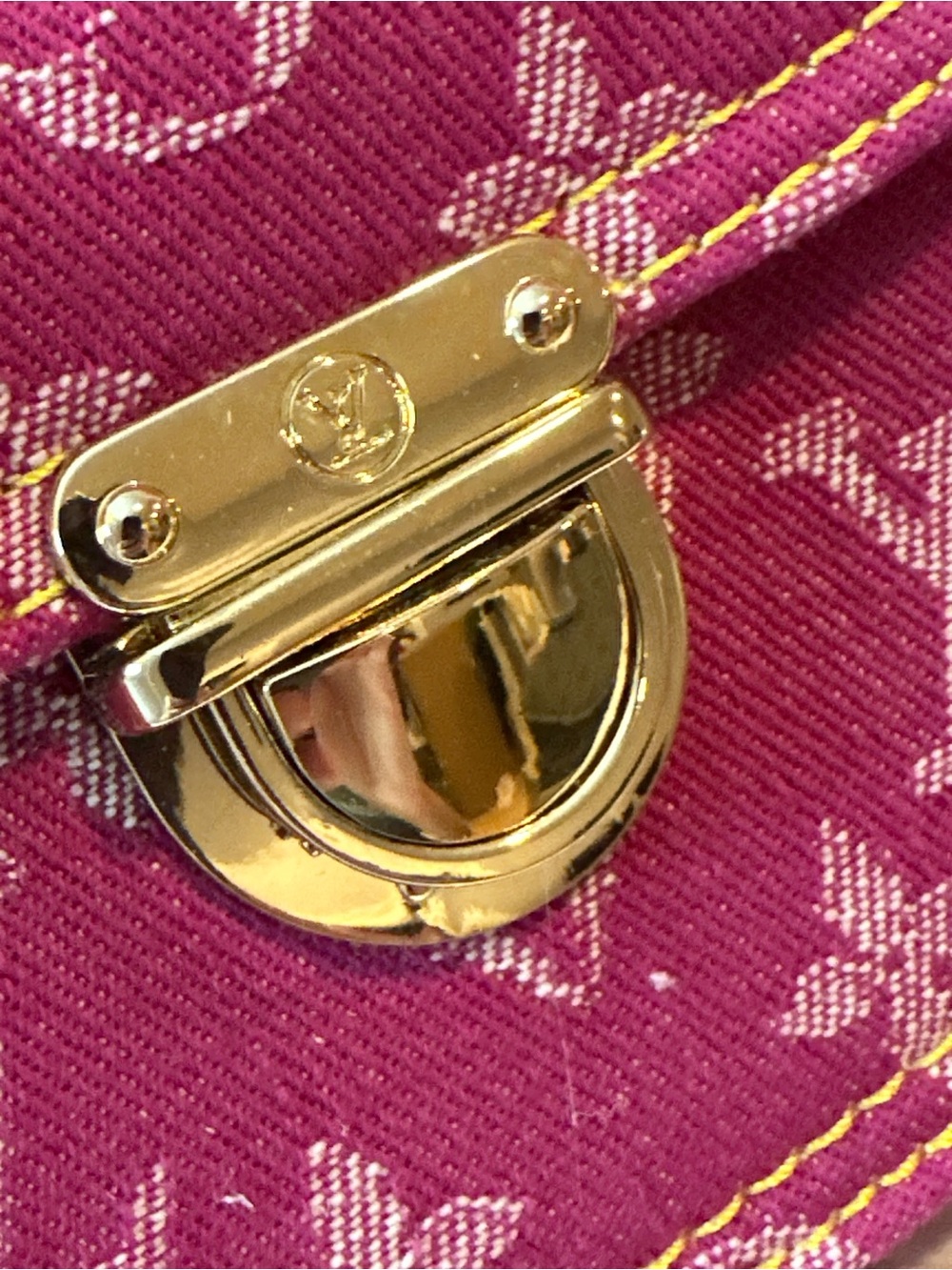 Hot pink Jean Satchel with Gold Hardware two front pockets! - Picture 3 of 9
